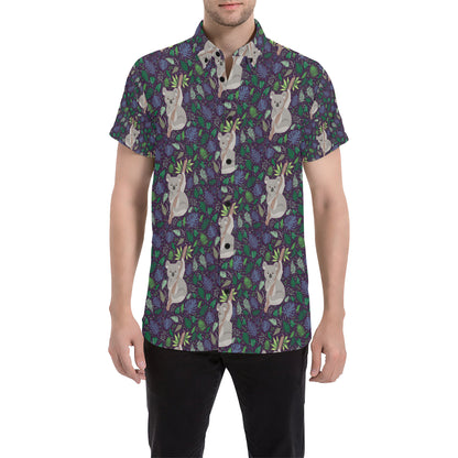 Koala Pattern Print Design 06 Men's Short Sleeve Button Up Shirt