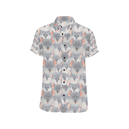 Rat Baby Pattern Print Design 02 Men's Short Sleeve Button Up Shirt