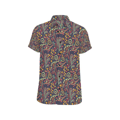 Bohemian Pattern Print Design 08 Men's Short Sleeve Button Up Shirt