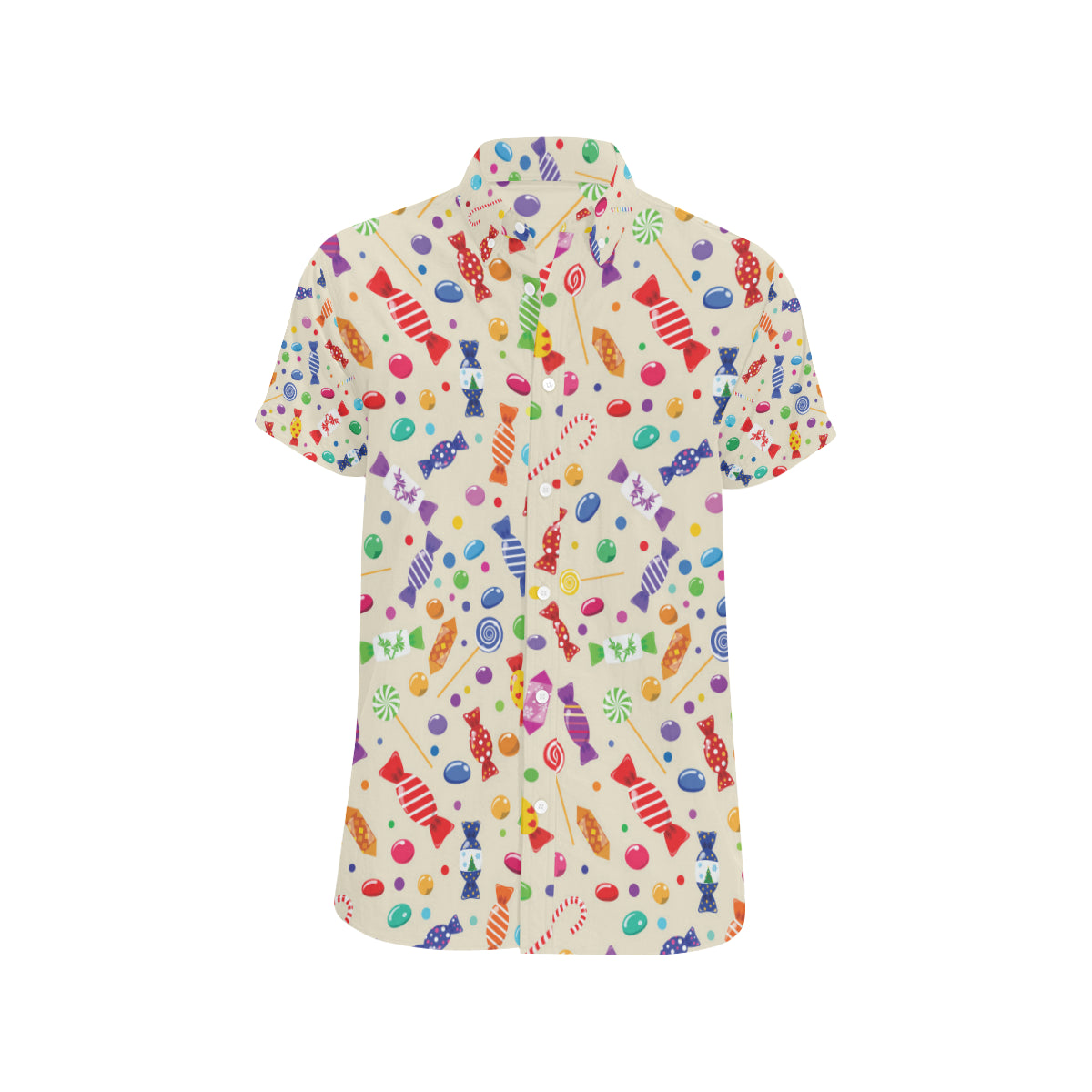 Candy Pattern Print Design 04 Men's Short Sleeve Button Up Shirt
