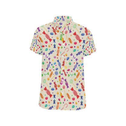 Candy Pattern Print Design 04 Men's Short Sleeve Button Up Shirt
