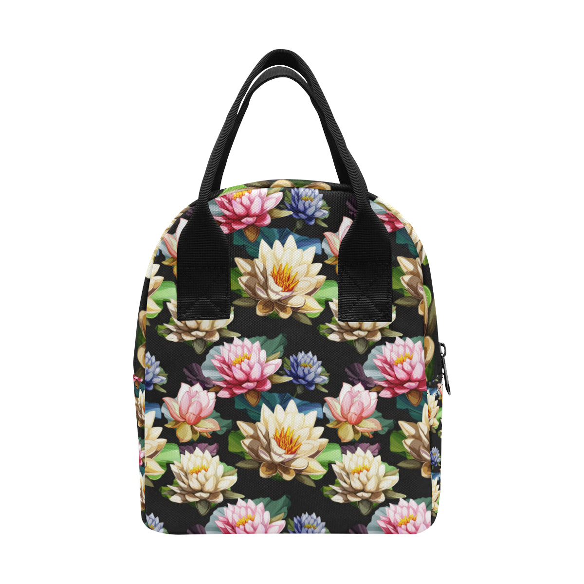 Water Lily Pattern Print Design WL02 Insulated Lunch Bag