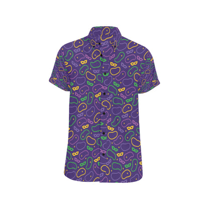 Mardi Gras Pattern Print Design 04 Men's Short Sleeve Button Up Shirt