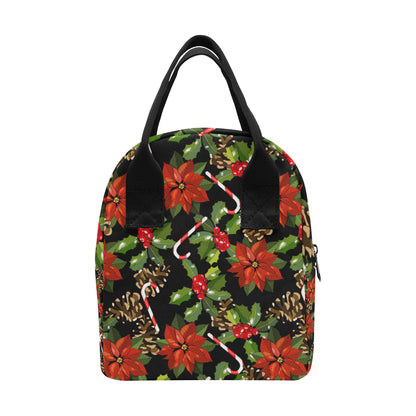 Poinsettia Pattern Print Design POT01 Insulated Lunch Bag