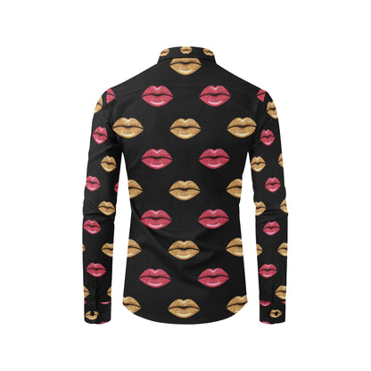 Lip Pattern Print Design 03 Men's Long Sleeve Shirt