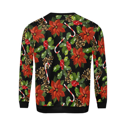Poinsettia Pattern Print Design POT01 Men Long Sleeve Sweatshirt