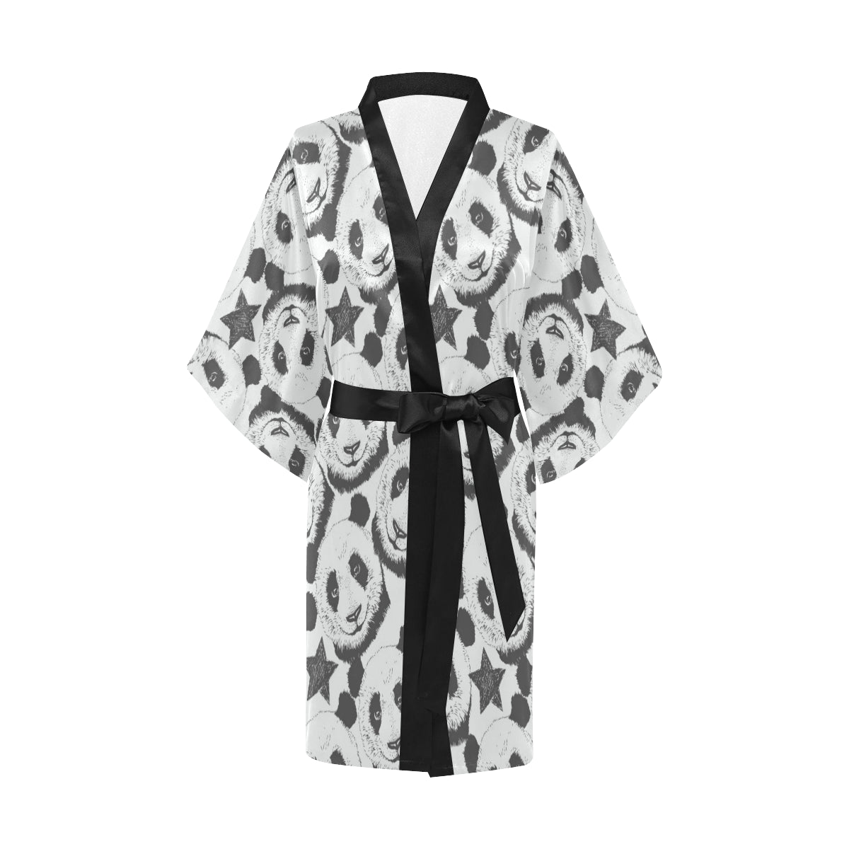 Panda Pattern Print Design A02 Women's Short Kimono