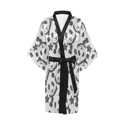 Panda Pattern Print Design A02 Women's Short Kimono