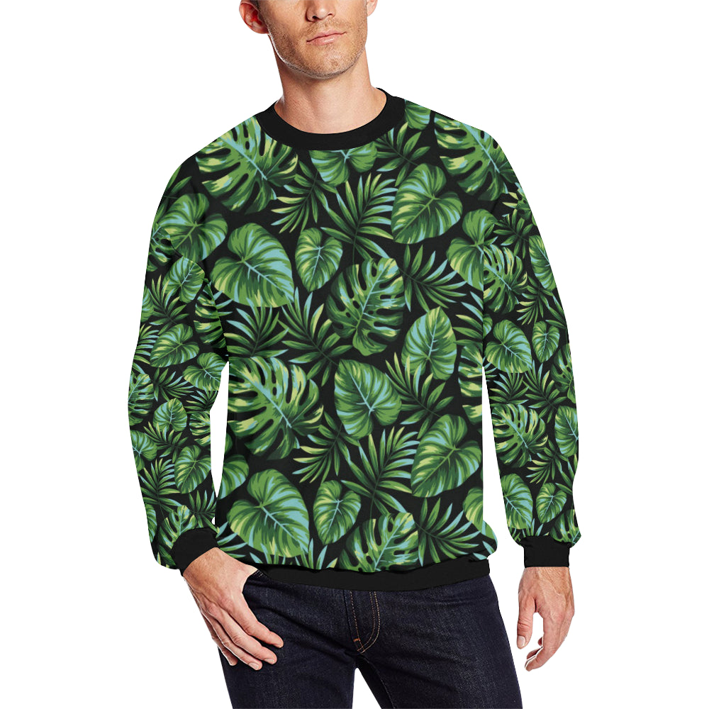 Palm Leaves Pattern Print Design PL013 Men Long Sleeve Sweatshirt