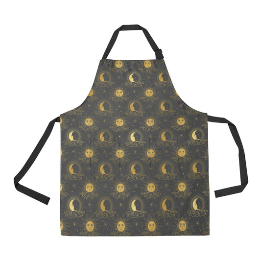 Celestial Moon Sun Pattern Print Design 05 Apron with Pocket
