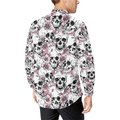 Cherry Blossom Pattern Print Design CB03 Men's Long Sleeve Shirt