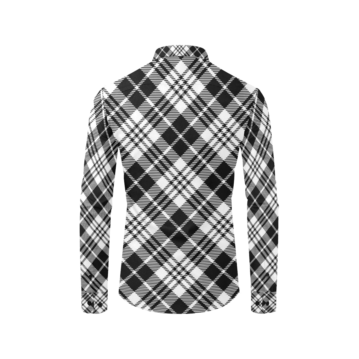 Plaid Black White Pattern Print Design A02 Men's Long Sleeve Shirt