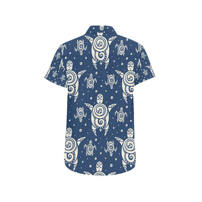 Sea Turtle Tribal Men's Short Sleeve Button Up Shirt