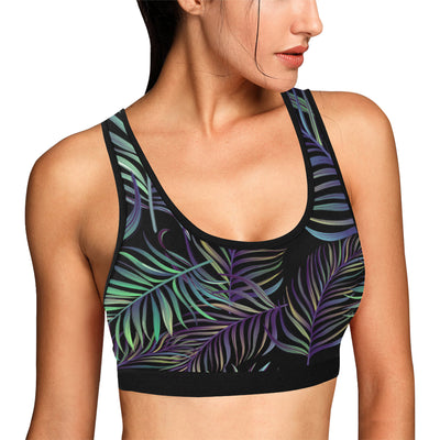 Tropical Palm Leaves Pattern Brightness Sports Bra