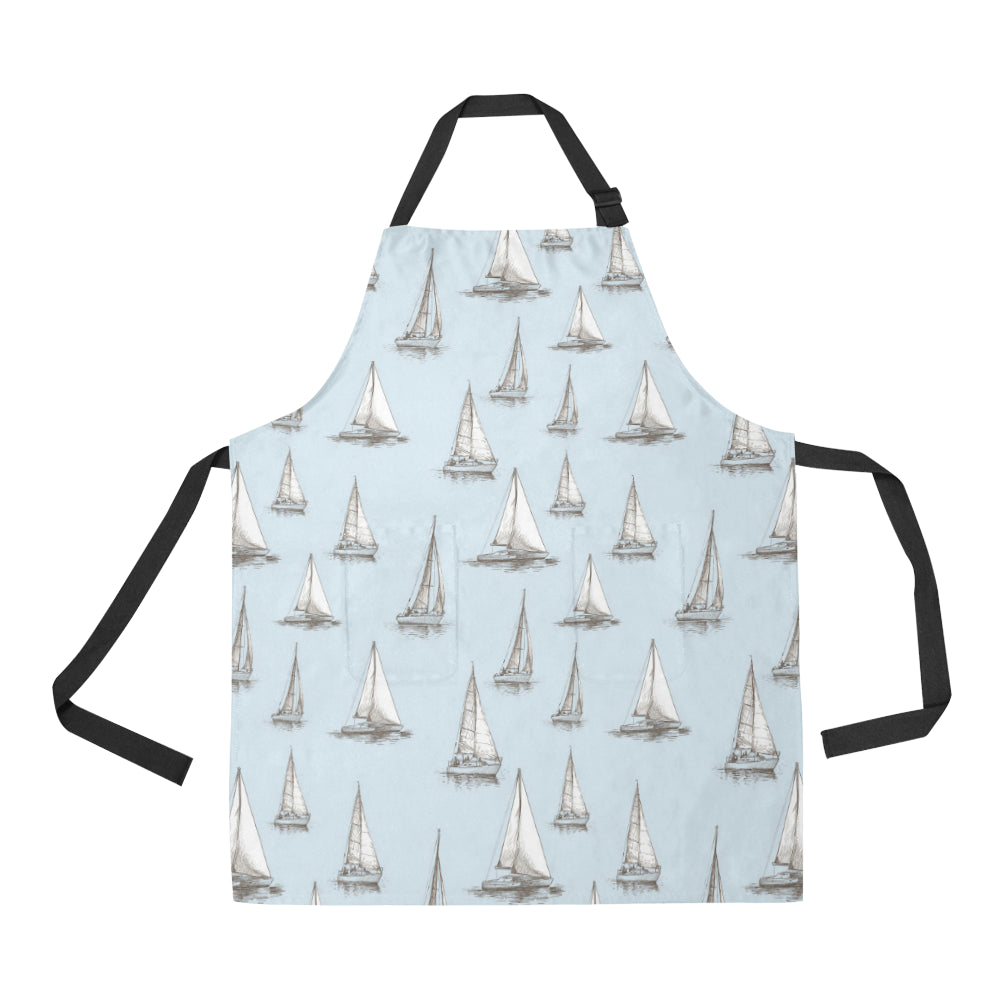 Sailing Ships Pattern Print Design A01 Apron with Pocket