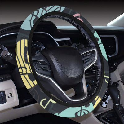 Music note Pattern Print Design A03 Steering Wheel Cover with Elastic Edge