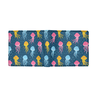 Jellyfish Pattern Print Design 04 Men's ID Card Wallet