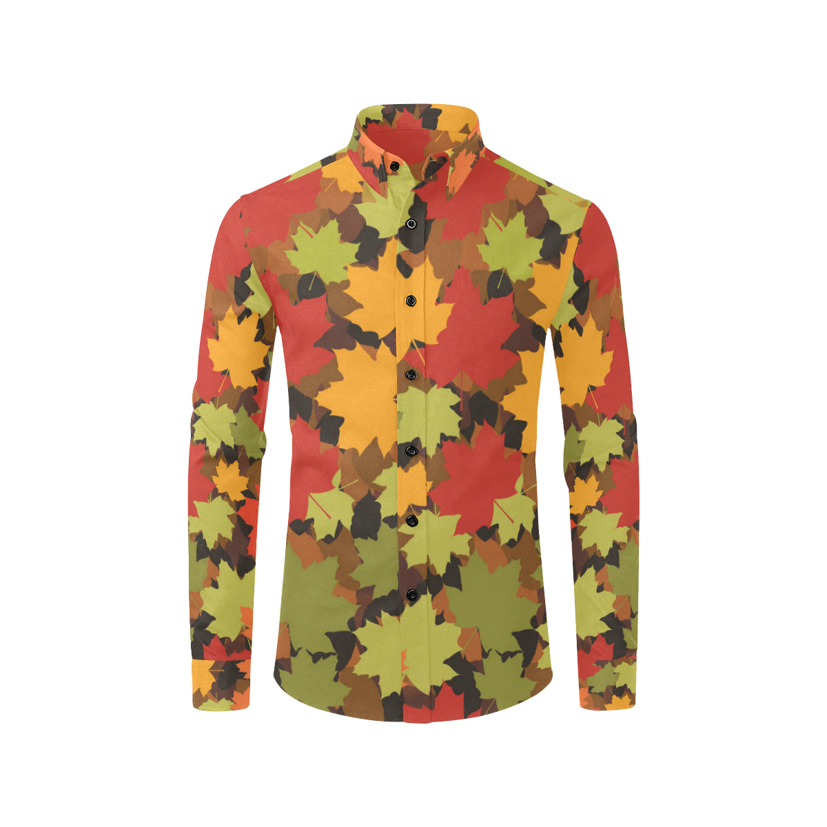 Maple Leaf Pattern Print Design 05 Men's Long Sleeve Shirt