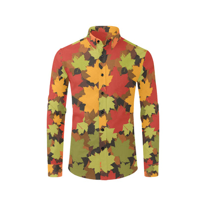 Maple Leaf Pattern Print Design 05 Men's Long Sleeve Shirt