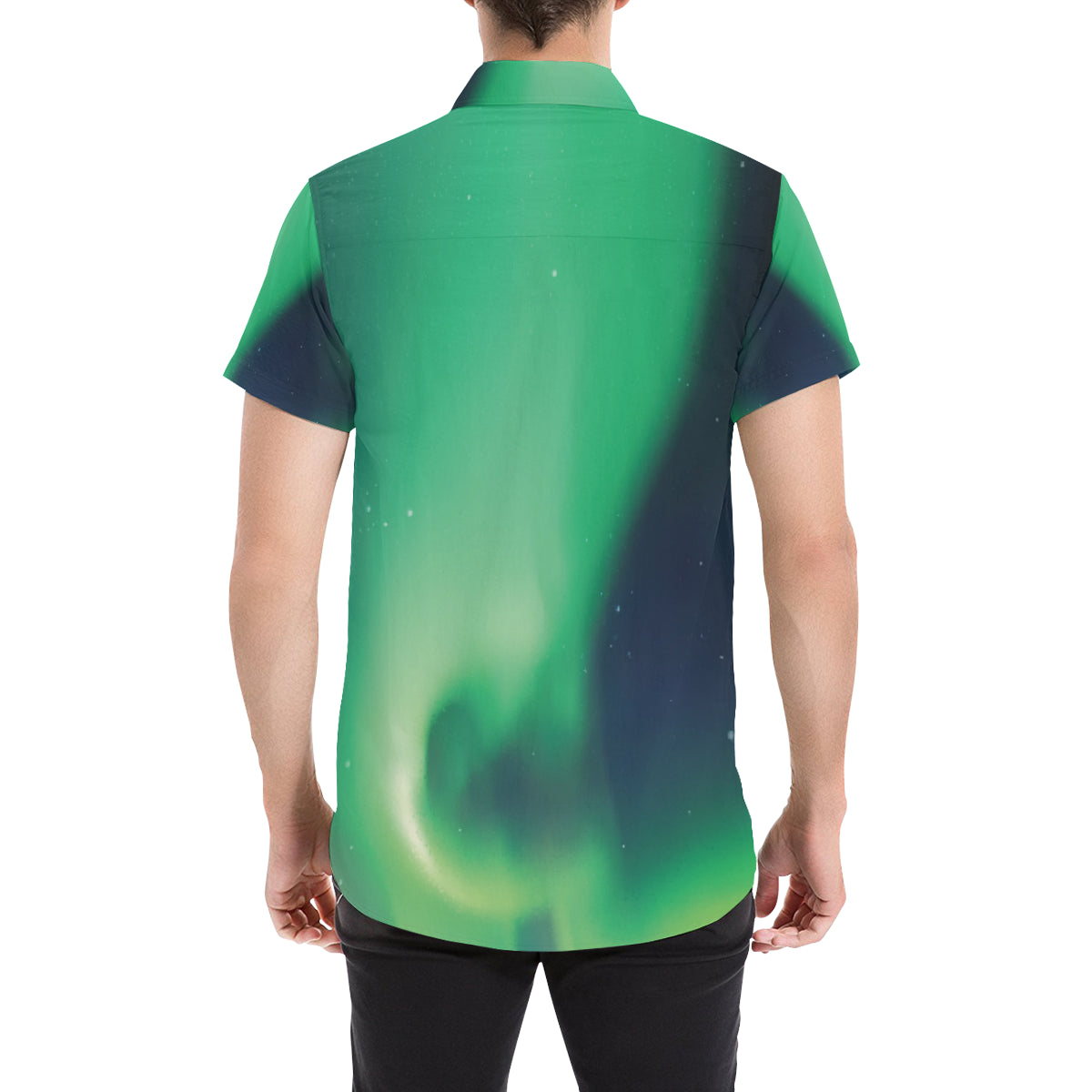 Aurora Borealis Pattern Print Design 04 Men's Short Sleeve Button Up Shirt