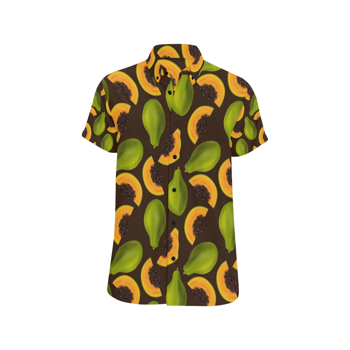 Papaya Pattern Print Design PP04 Men's Short Sleeve Button Up Shirt