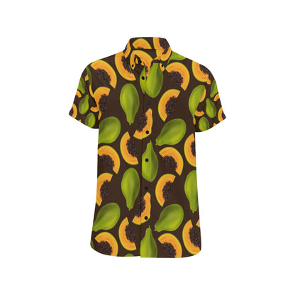 Papaya Pattern Print Design PP04 Men's Short Sleeve Button Up Shirt