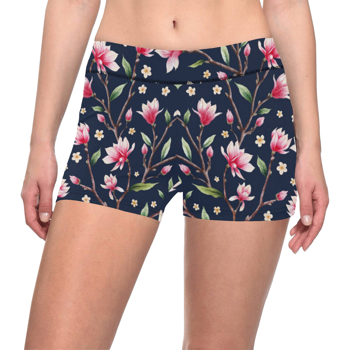 Magnolia Pattern Print Design MAG09 Yoga Shorts