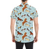 Horse Cute Themed Pattern Print Men's Short Sleeve Button Up Shirt