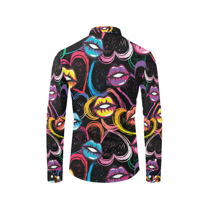 Pop Art Lip Pattern Print Design A03 Men's Long Sleeve Shirt