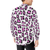 Leopard Pink Skin Print Men's Long Sleeve Shirt