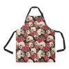 Skull Red Rose Apron with Pocket