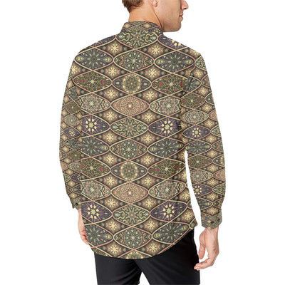 Mandala Motif Themed Design Print Men's Long Sleeve Shirt