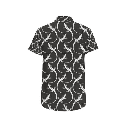 lizard Pattern Print Design 01 Men's Short Sleeve Button Up Shirt