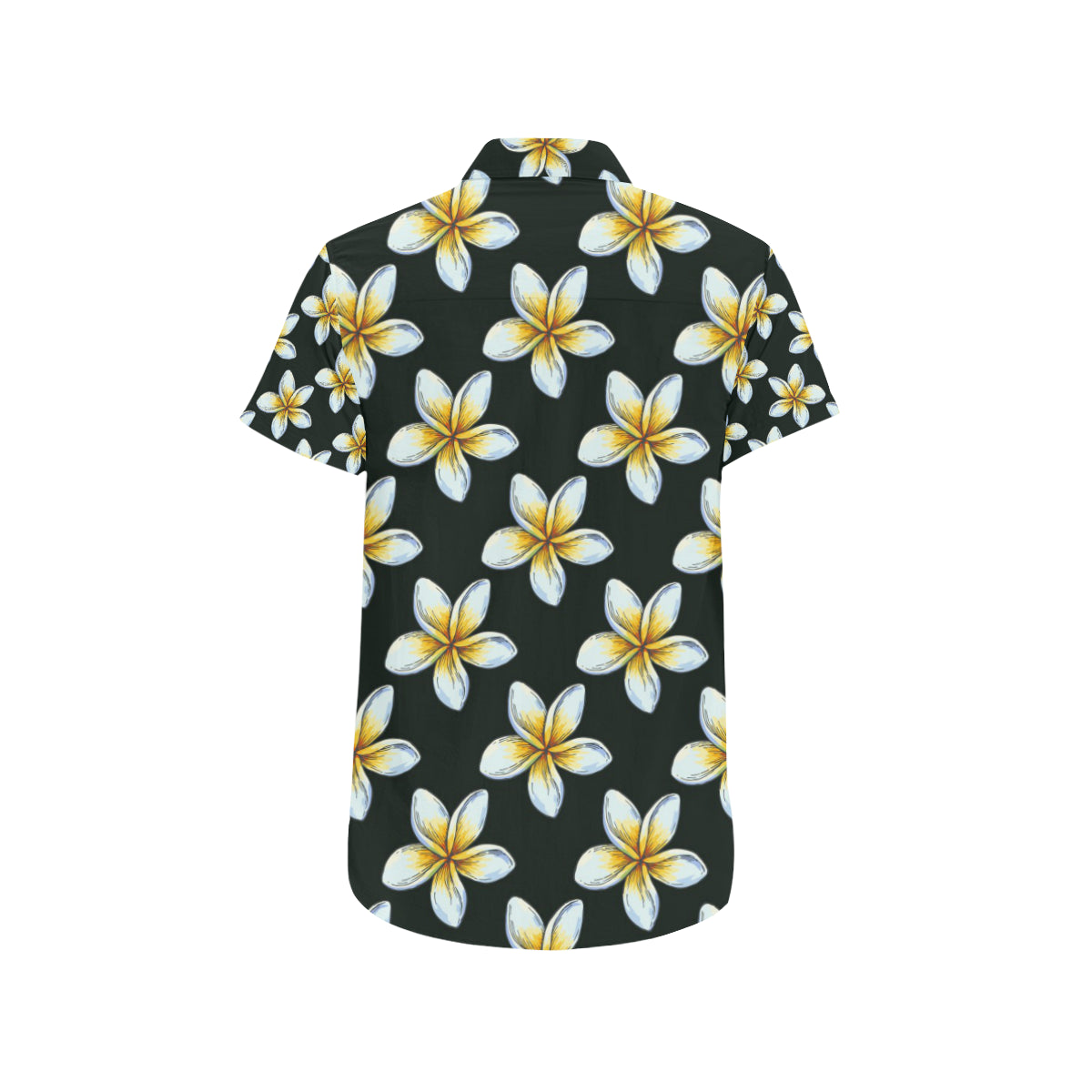 White Plumeria Pattern Print Design PM022 Men's Short Sleeve Button Up Shirt