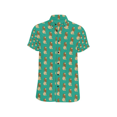 Lion Pattern Print Design 02 Men's Short Sleeve Button Up Shirt