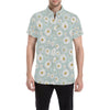 Daisy Pattern Print Design DS012 Men's Short Sleeve Button Up Shirt