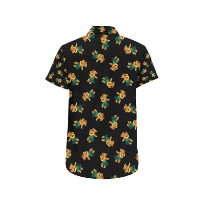Hula Bear Pattern Print Design 06 Men's Short Sleeve Button Up Shirt
