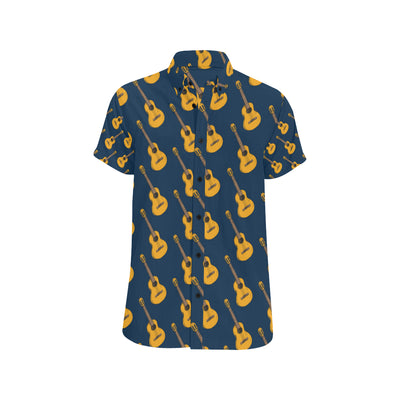 Acoustic Guitar Pattern Print Design 04 Men's Short Sleeve Button Up Shirt