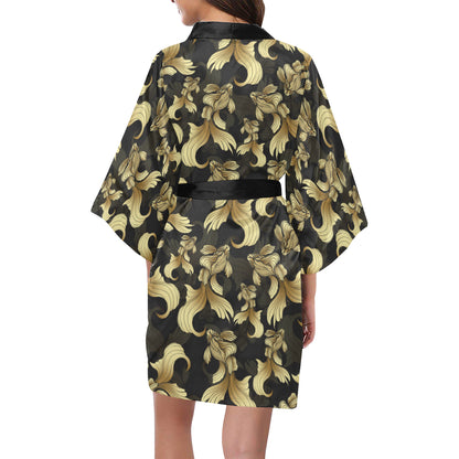 Goldfish Pattern Print Design 02 Women's Short Kimono