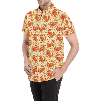 Crab Pattern Print Design 01 Men's Short Sleeve Button Up Shirt