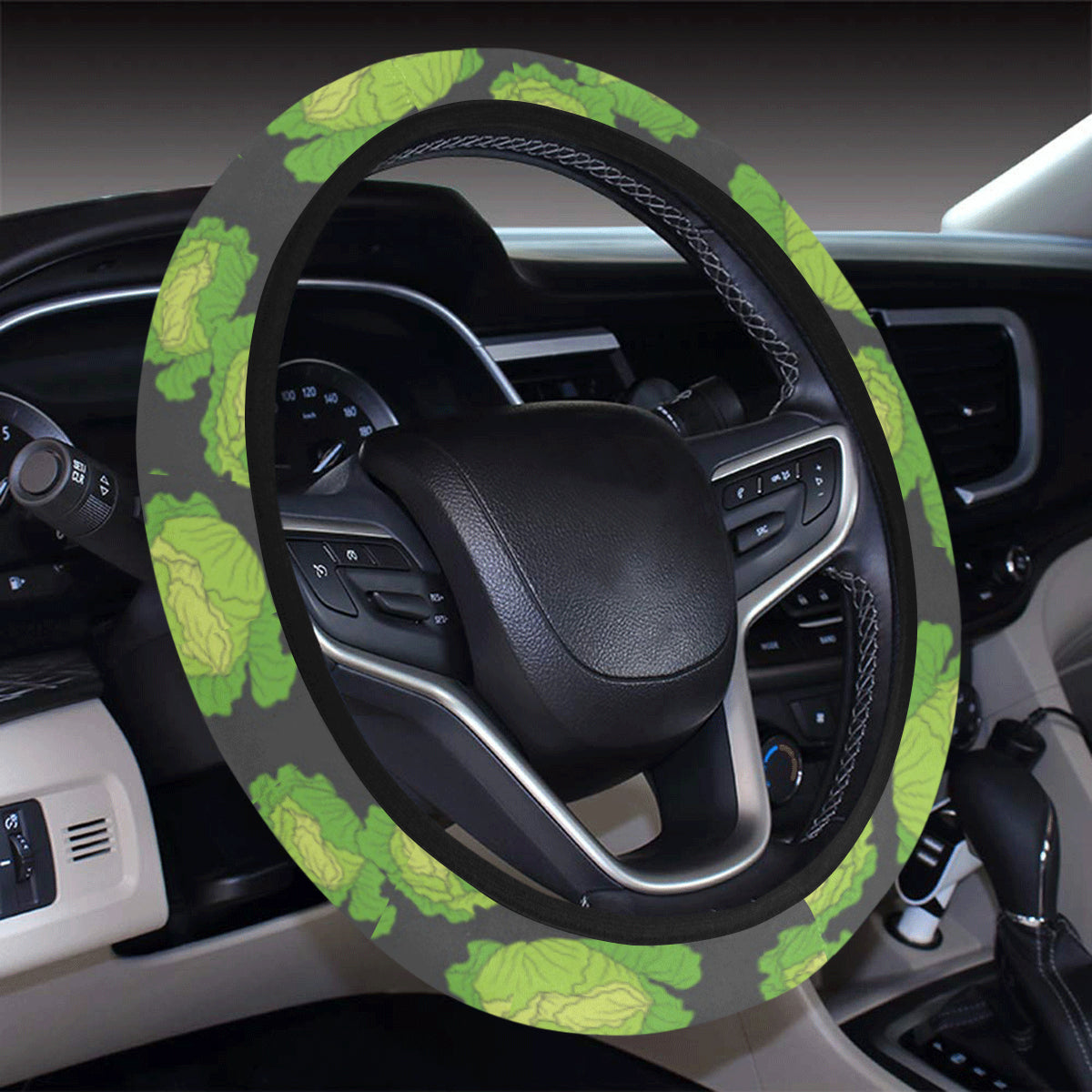 Cabbage Pattern Print Design 01 Steering Wheel Cover with Elastic Edge