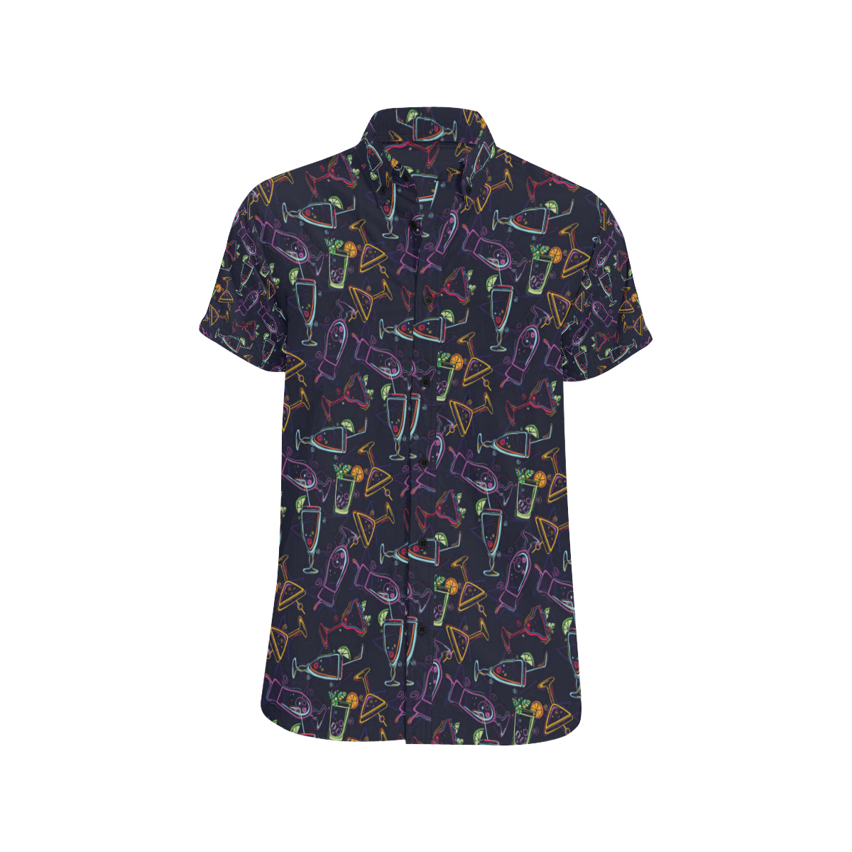 Cocktail Pattern Print Design 04 Men's Short Sleeve Button Up Shirt