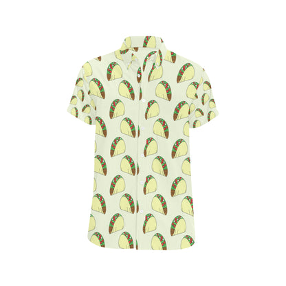 Taco Pattern Print Design TC05 Men's Short Sleeve Button Up Shirt