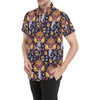 Ganesha Indian Pattern Print Design 03 Men's Short Sleeve Button Up Shirt