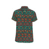 Aztec Pattern Print Design 04 Men's Short Sleeve Button Up Shirt