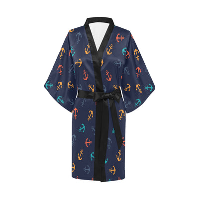 Anchor Pattern Print Design 05 Women's Short Kimono