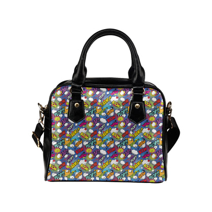 Comic Book Pattern Print Design 02 Shoulder Handbag