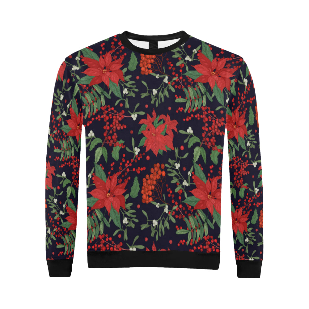 Poinsettia Pattern Print Design POT02 Men Long Sleeve Sweatshirt