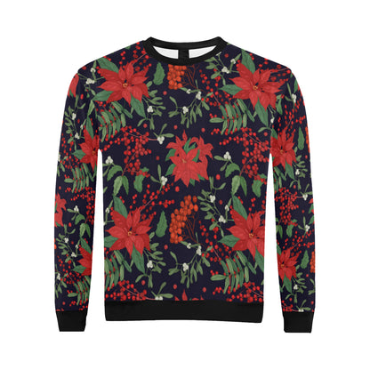Poinsettia Pattern Print Design POT02 Men Long Sleeve Sweatshirt