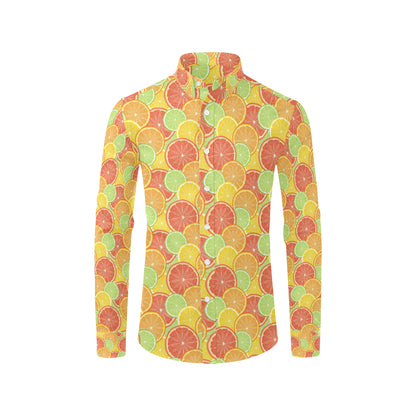 Grapefruit Pattern Print Design GF01 Men's Long Sleeve Shirt